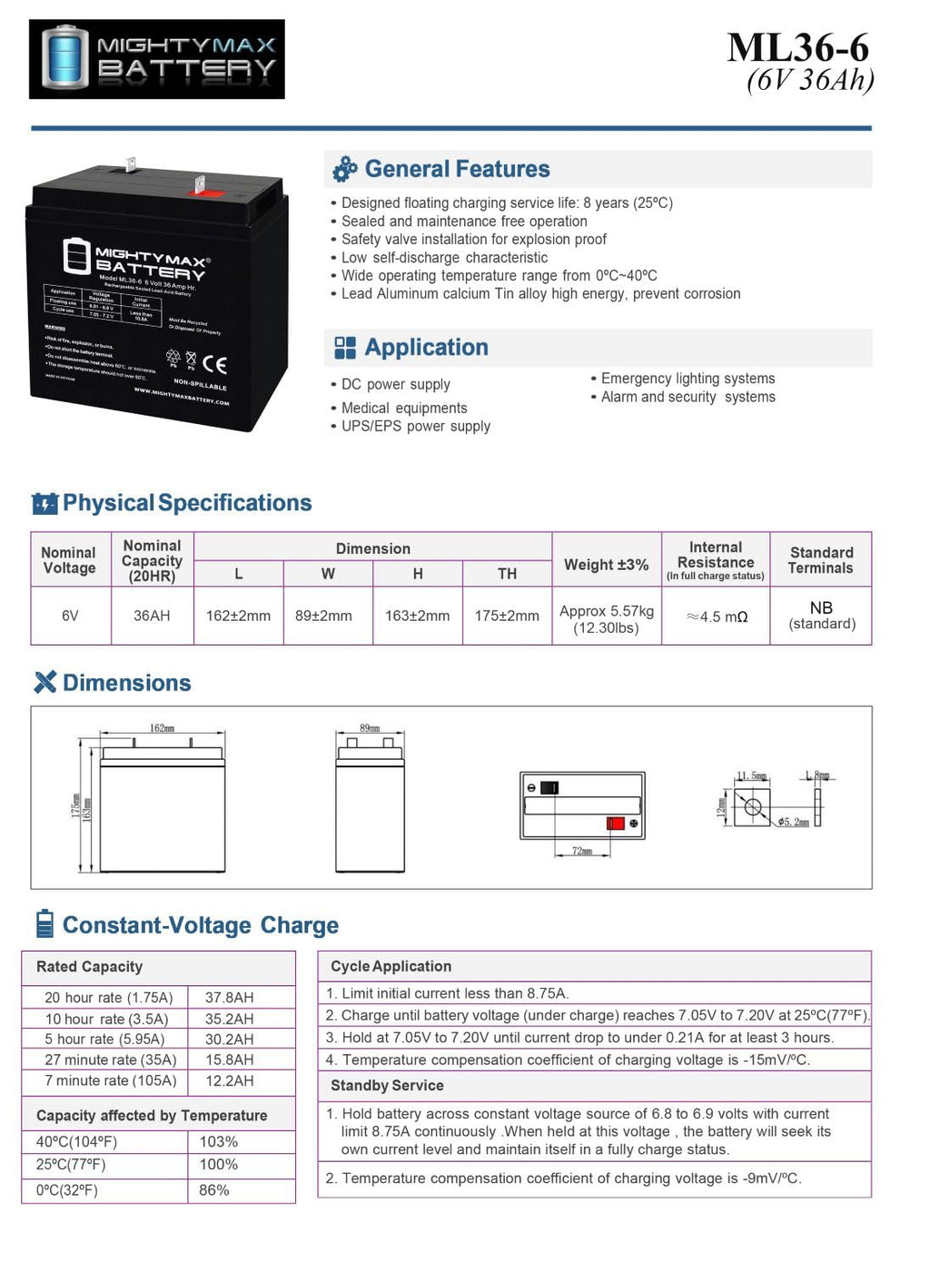 6V 36Ah AGM Battery 4 Pack P2656