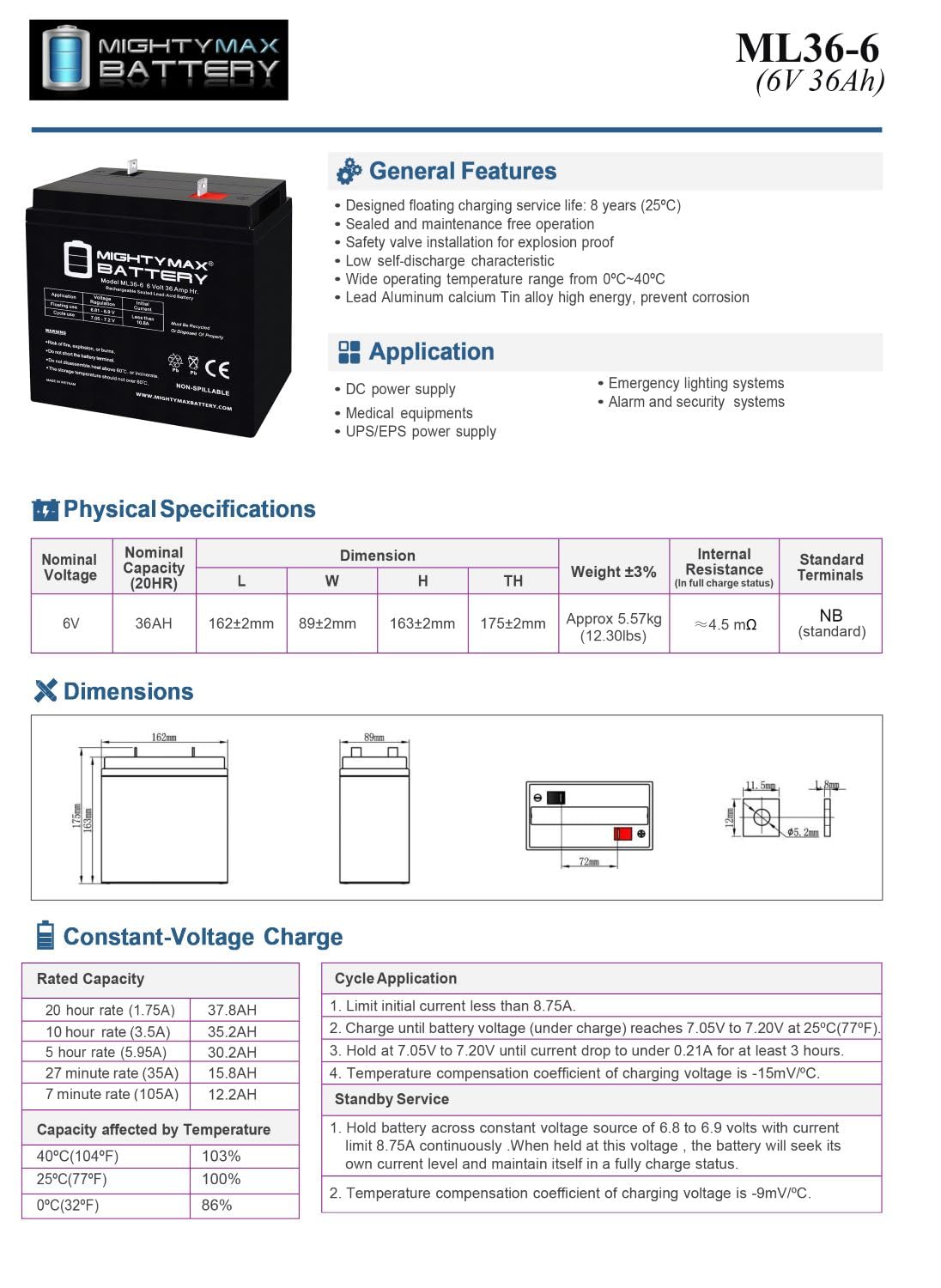 6V 36Ah AGM Battery 4 Pack P2656