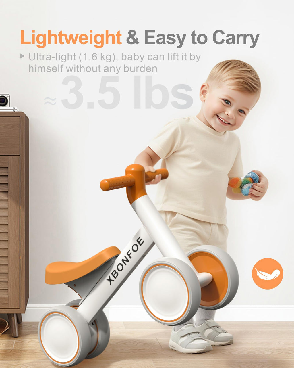 10-24 Month No Pedal Balance Bike with 4 Wheels Z667
