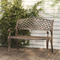 Bronze Cast Iron Garden Bench with Floral Design 40.2 Inch N75730