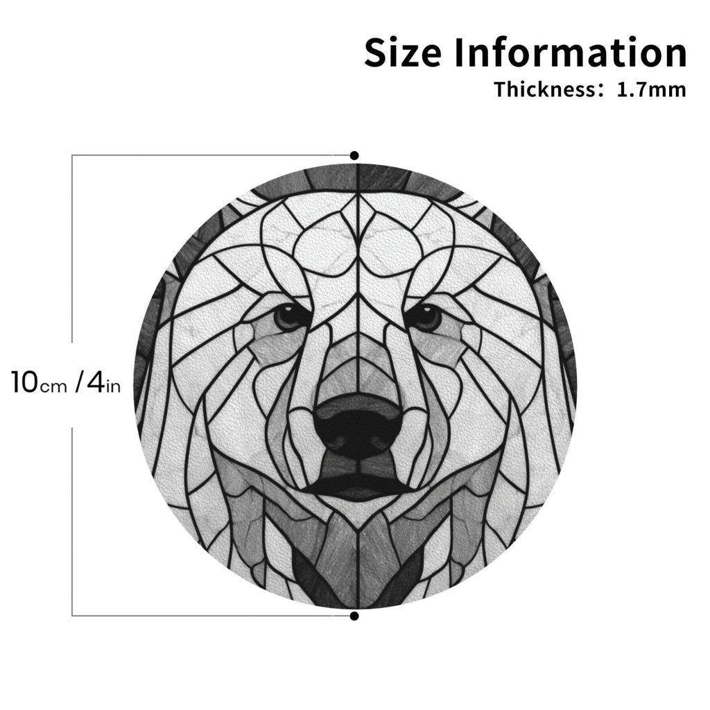 Black and White Bear Leather Coasters Set of 4 B77191