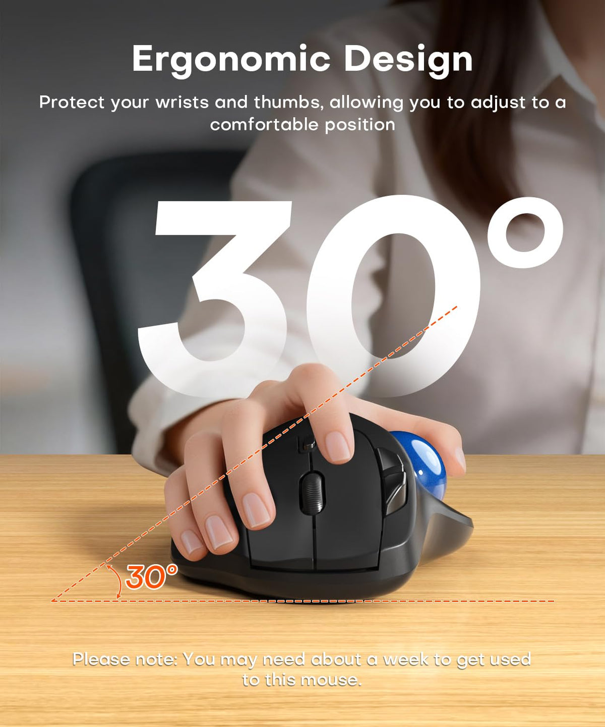 Ergonomic Wireless Trackball Mouse S927