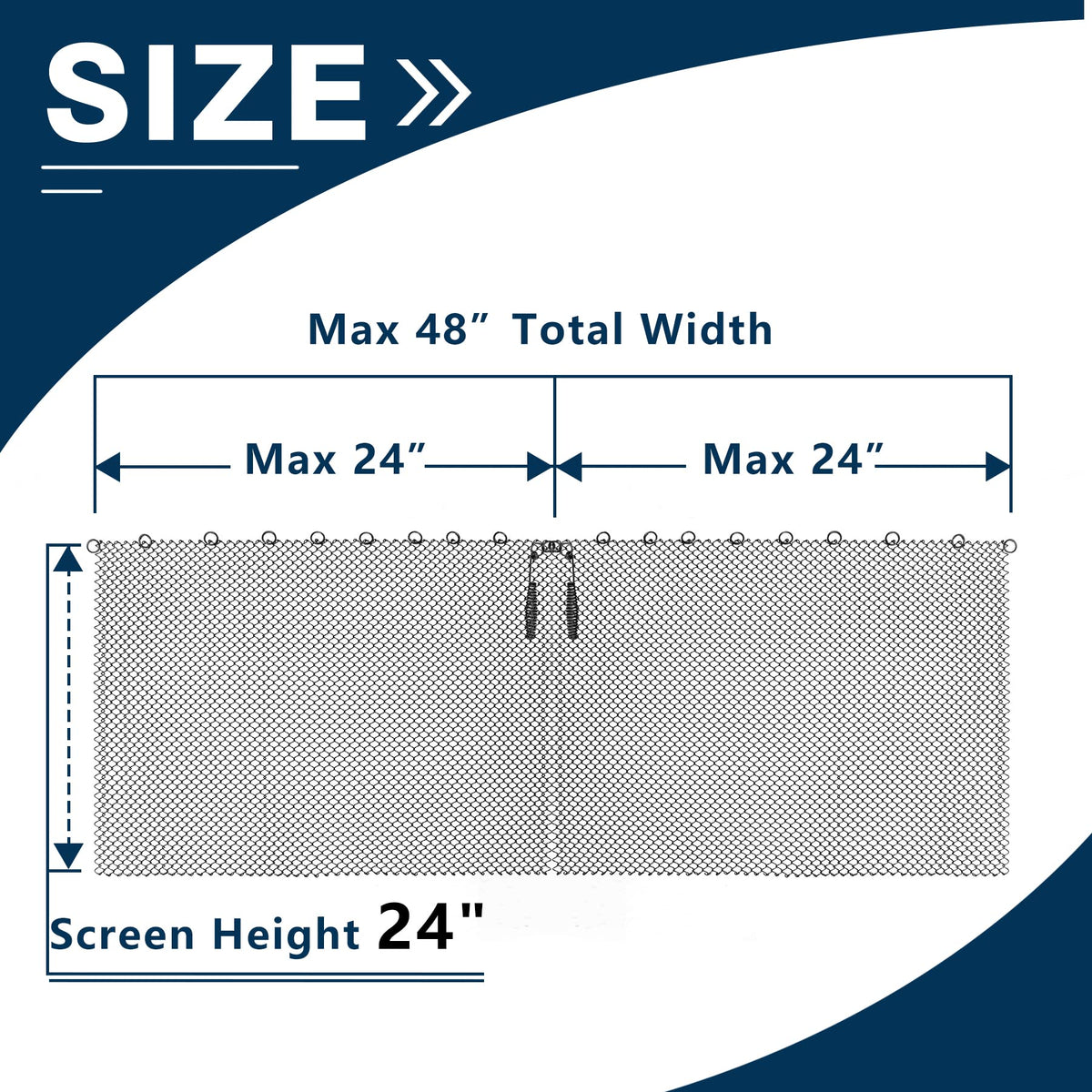 Fireplace Mesh Screen Curtain, 24" x 24" Panels, Black I15239