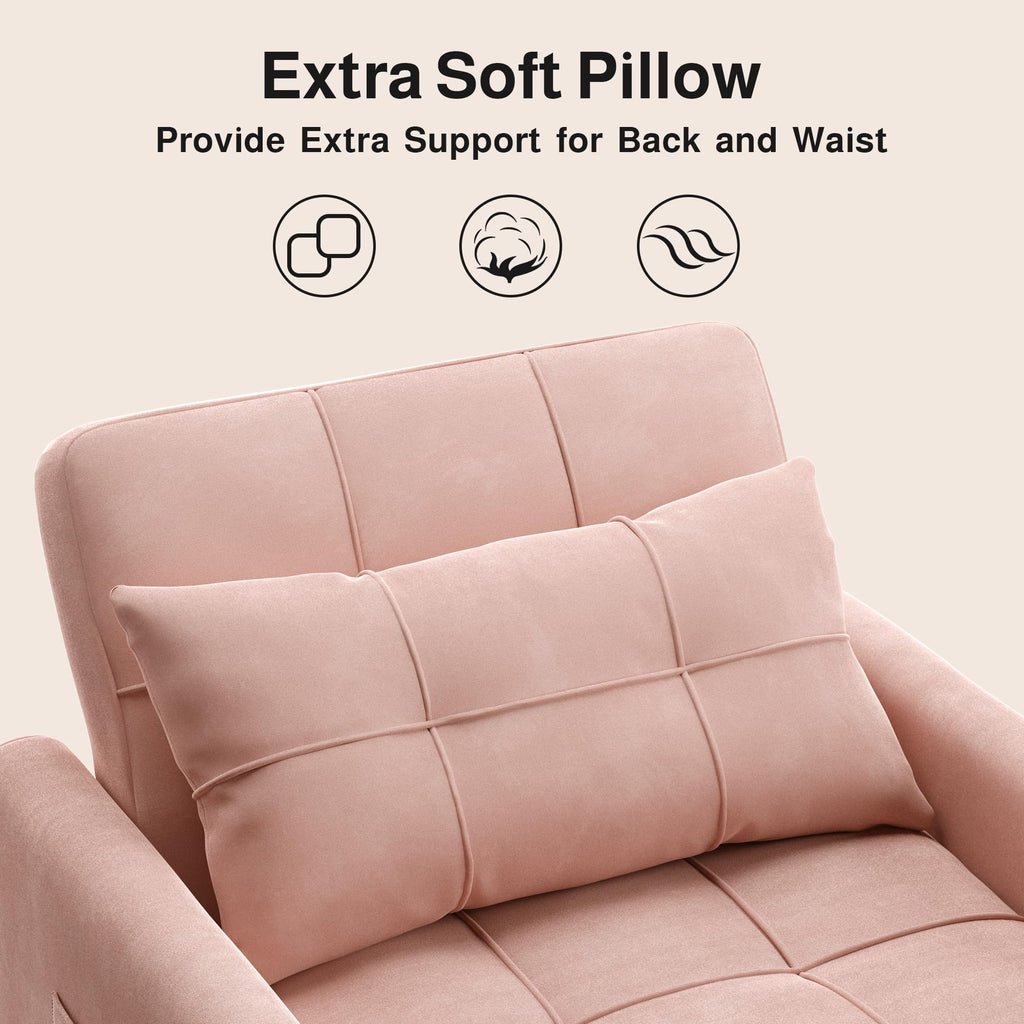 Pink Convertible Sleeper Chair Sofa Bed T37107