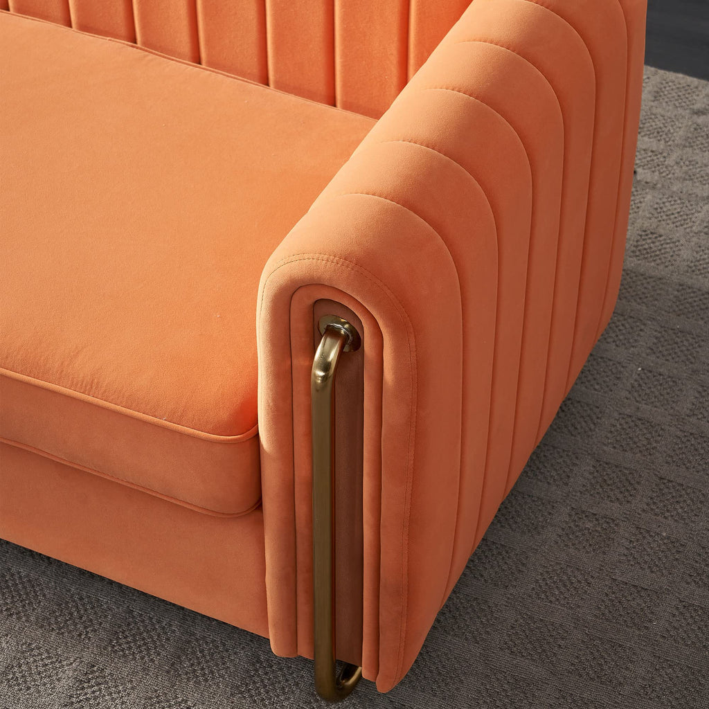 Orange Velvet 84.25-Inch 3-Seater Sofa T11106