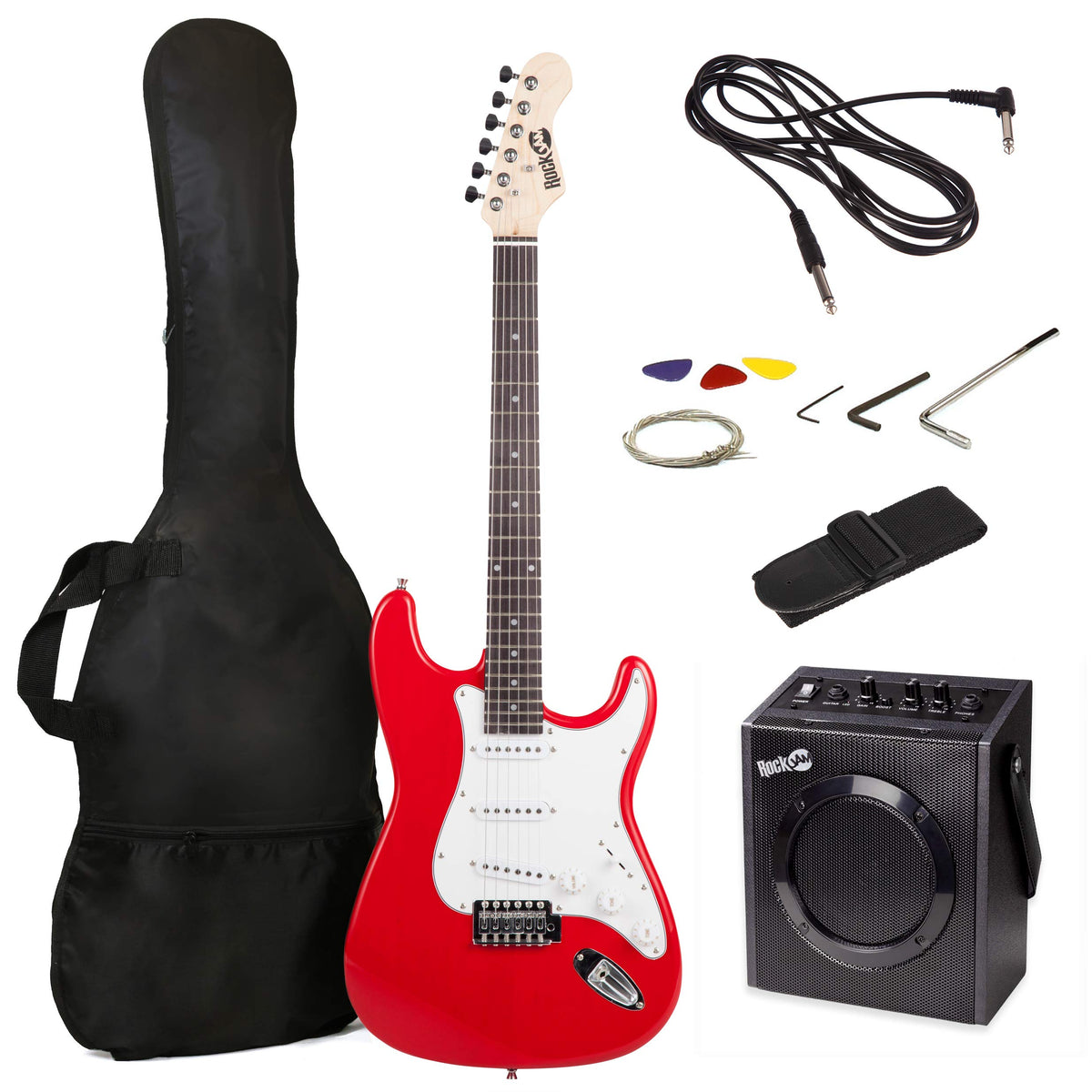 Red Full Size Electric Guitar Kit with 10W Amp & Gig Bag M174