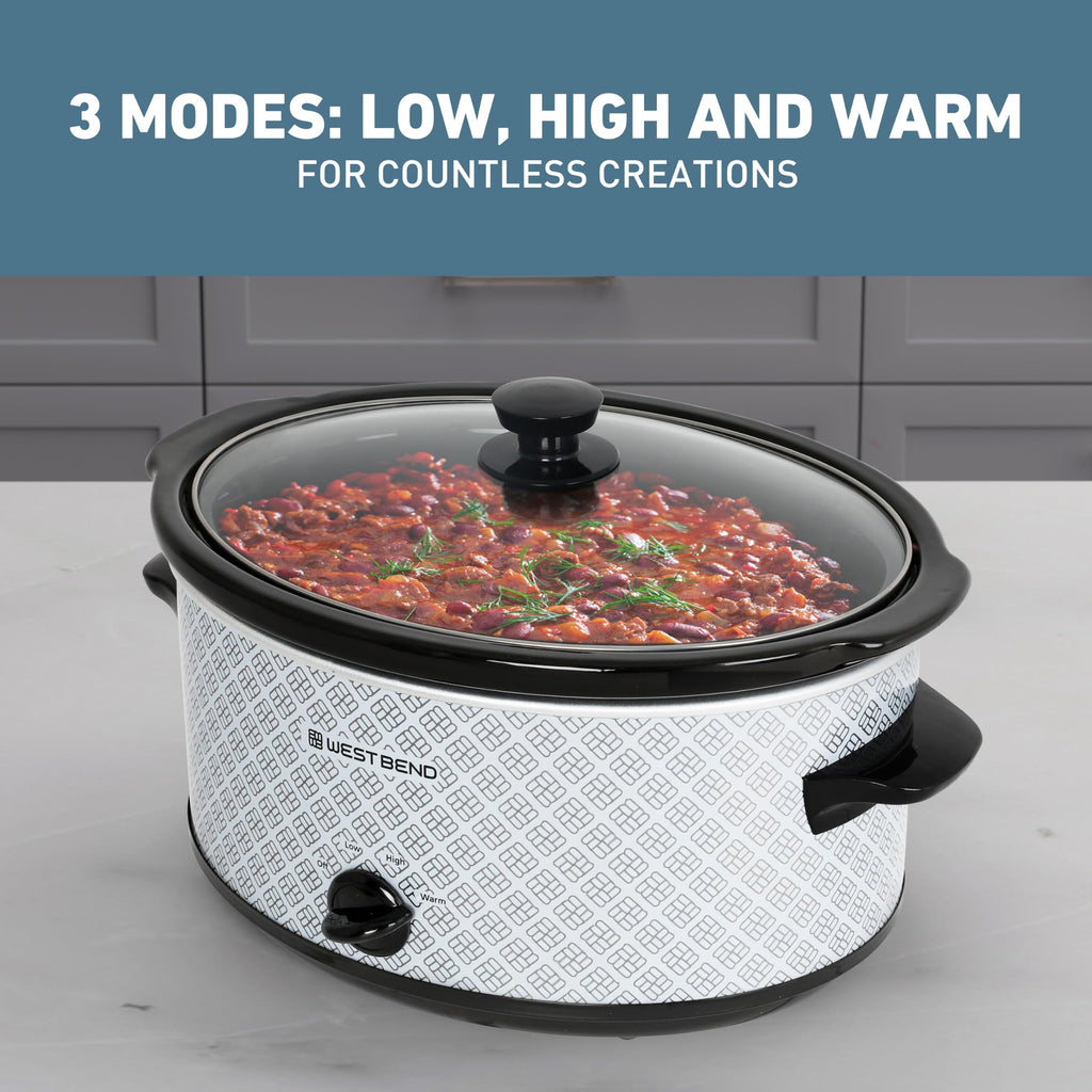 6-Quart Slow Cooker with Ceramic Crockpot and Glass Lid W90320