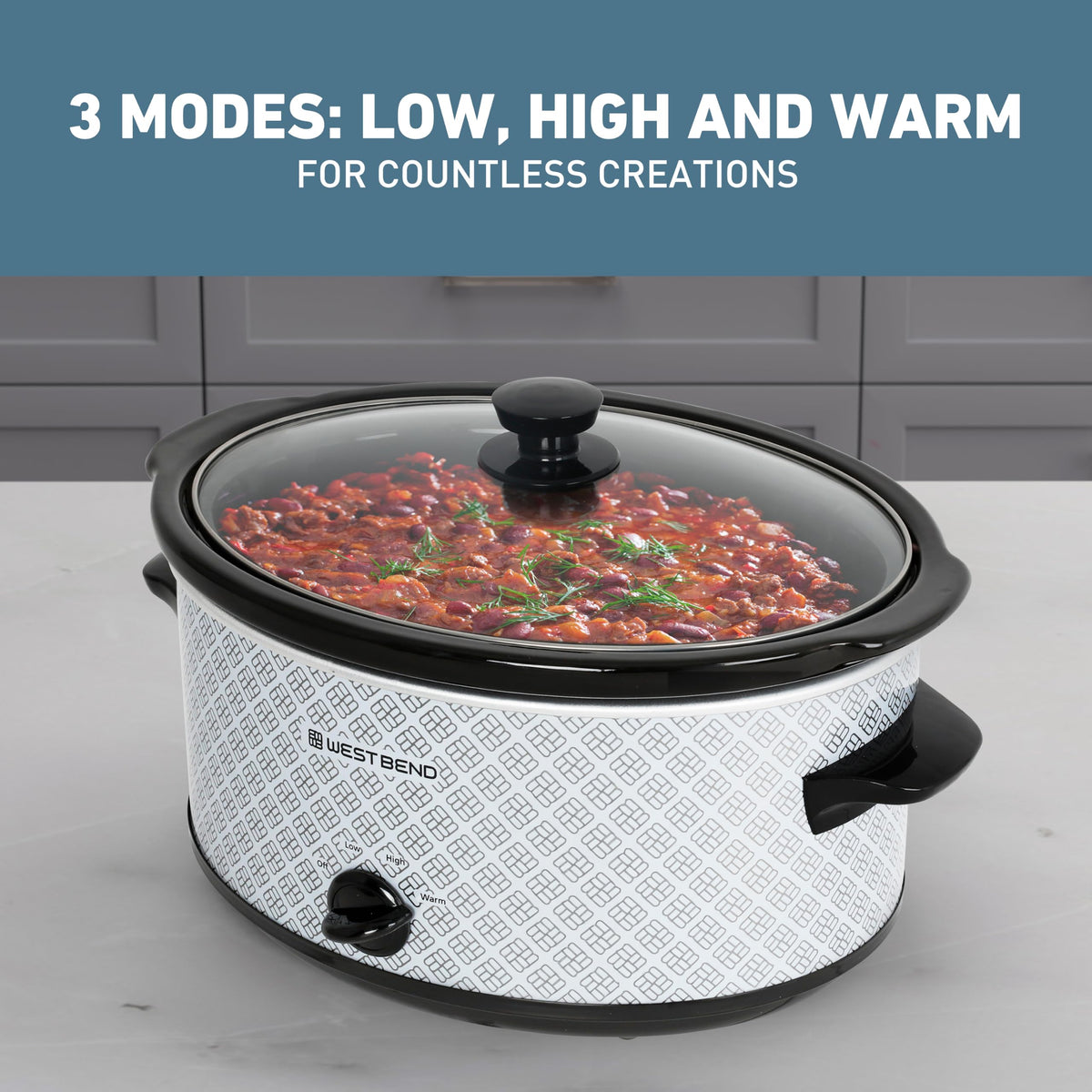 6-Quart Slow Cooker with Ceramic Crockpot and Glass Lid W90320