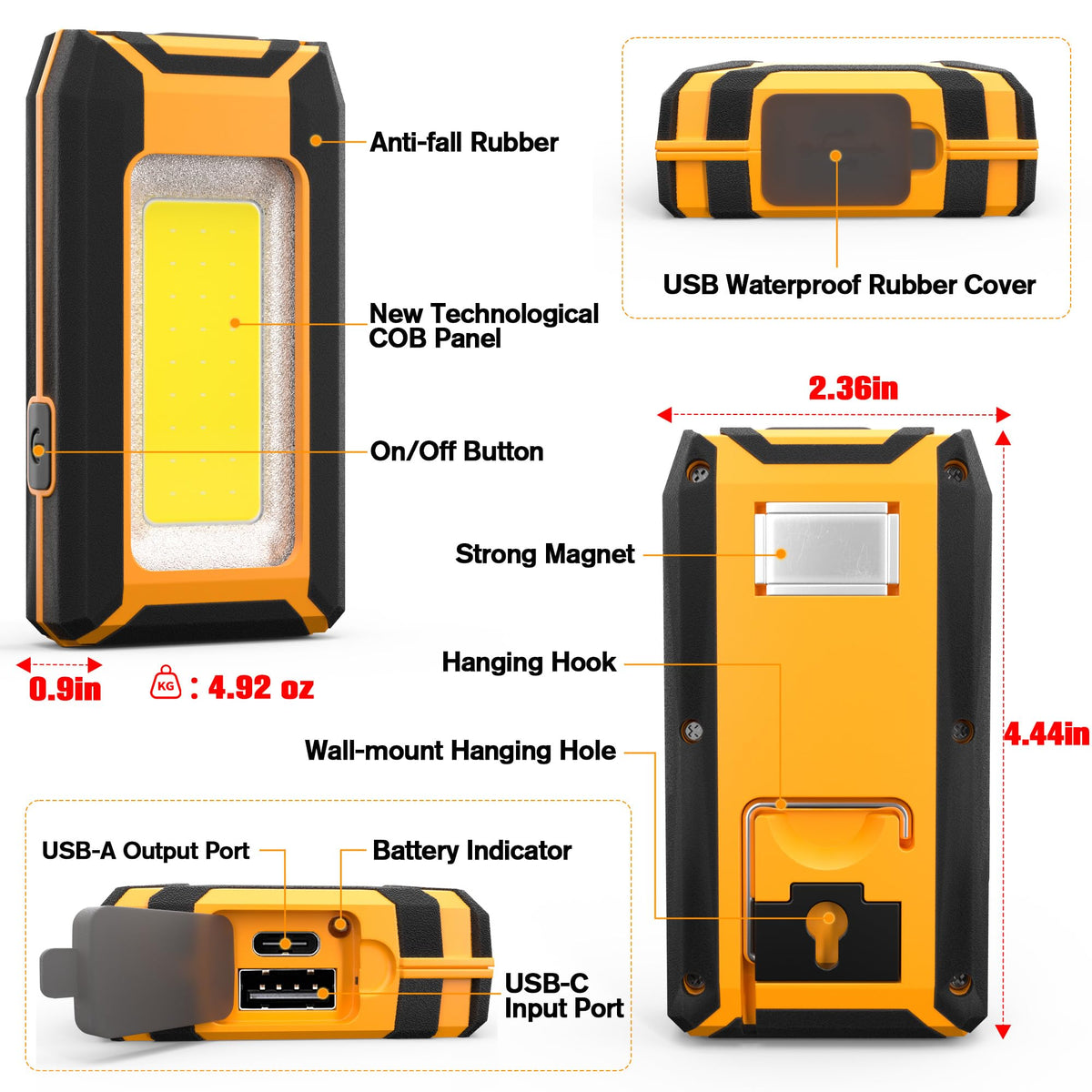 2-Pack Rechargeable LED Work Light C8102