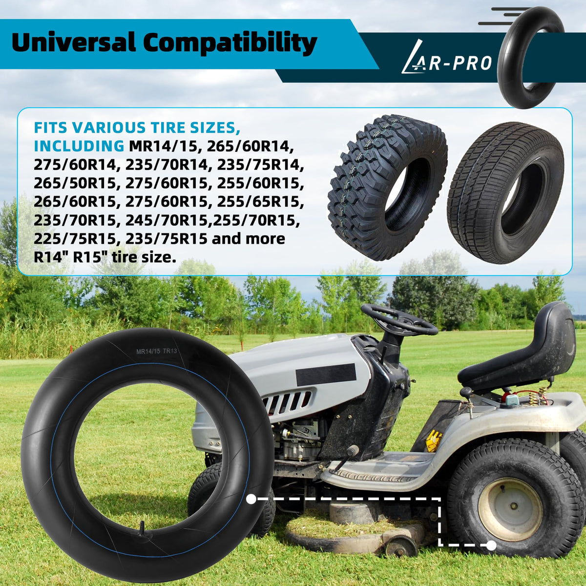 Heavy-Duty Tire Inner Tubes with TR13 Straight Valve Stems Butyl Rubber 1-Pack D6915