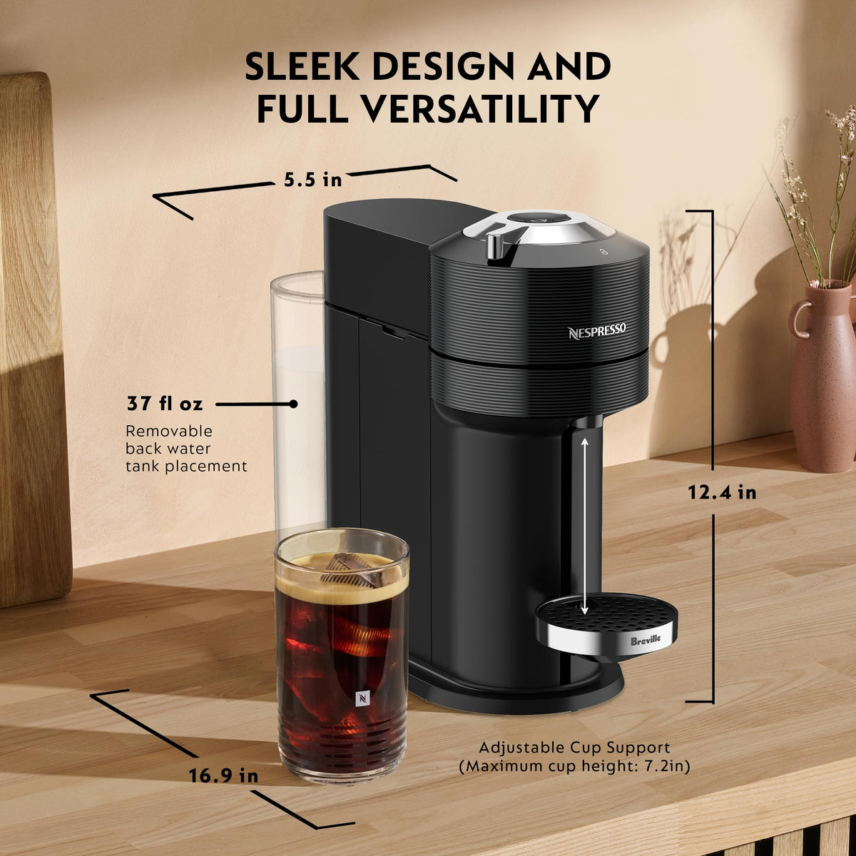 Black Coffee Machine with Milk Frother O389226