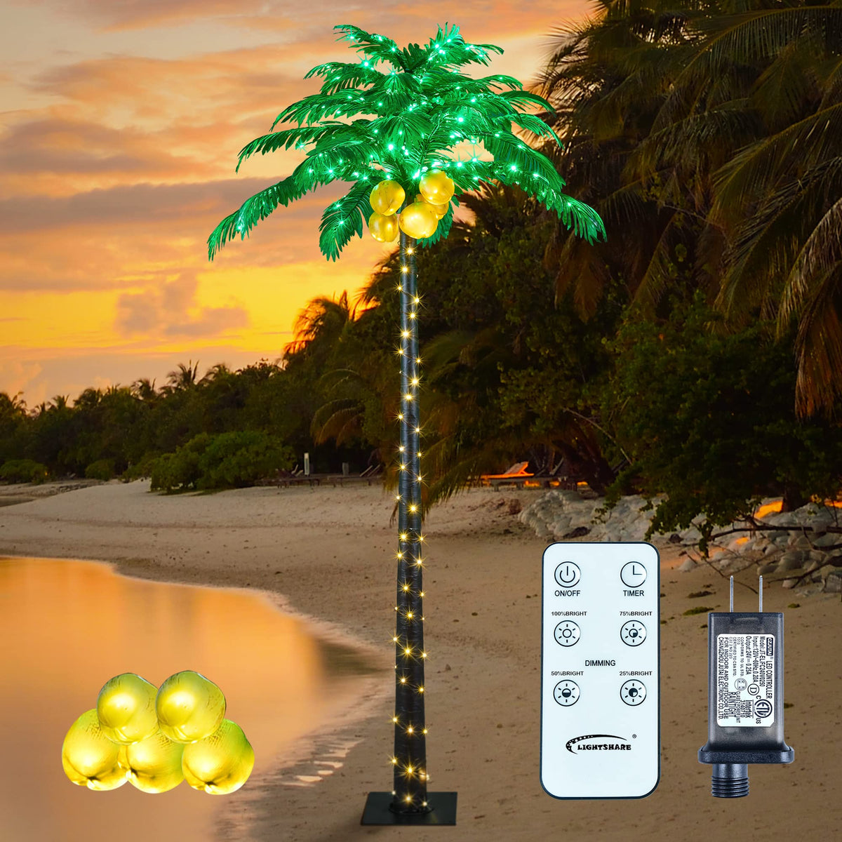8FT Artificial Lighted Palm Tree with 256 LED Lights K73535