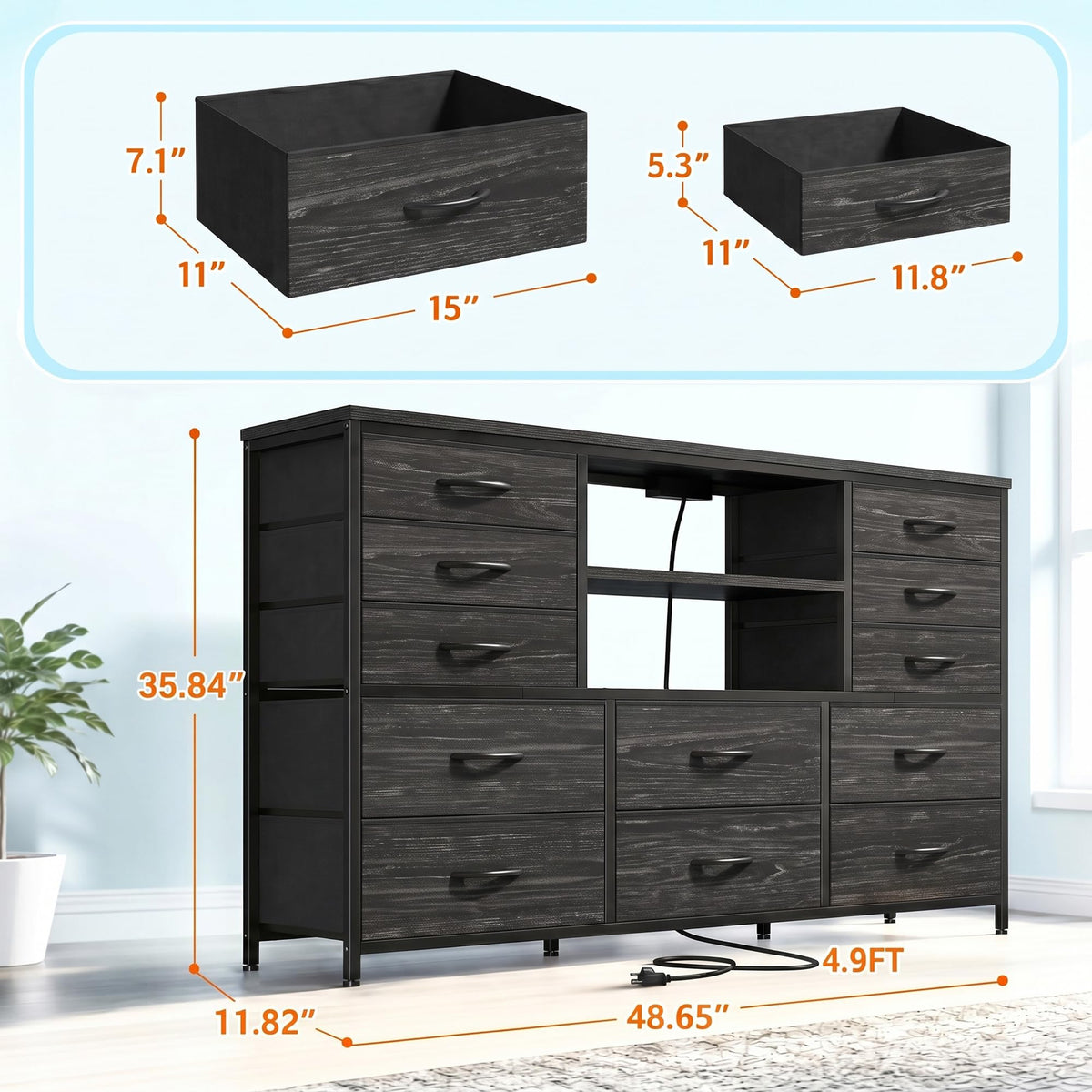 Black Wood Grain Dresser L2553