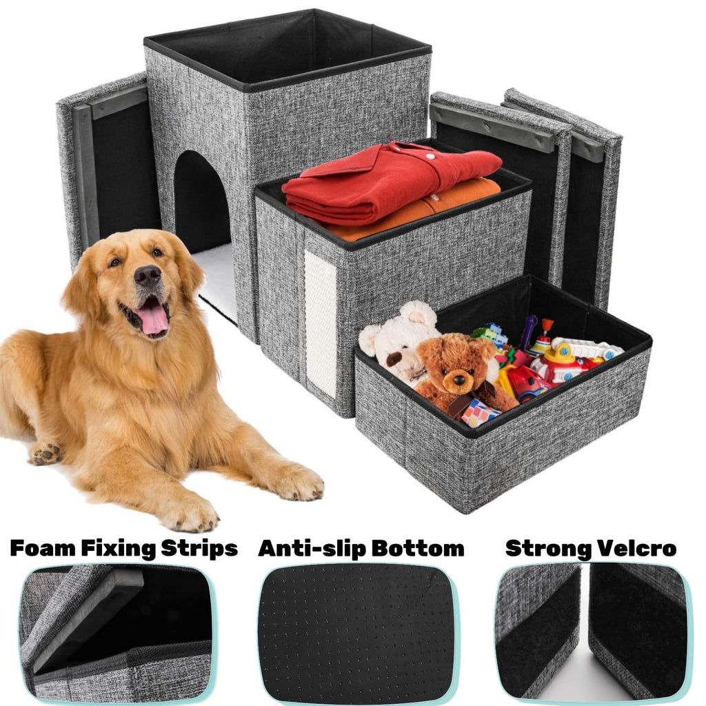 3 Tiers Foldable Dog Stairs with Storage M487163