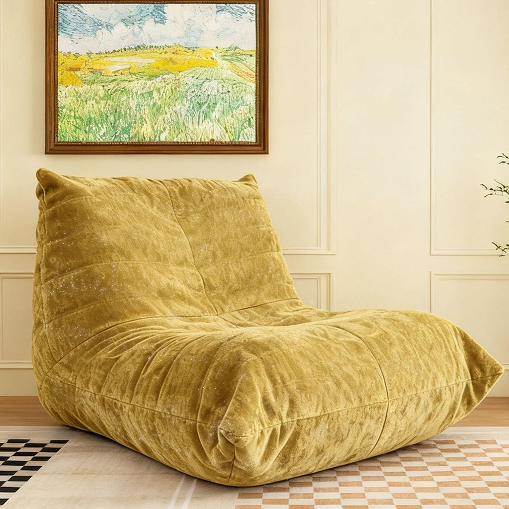 Yellow Chenille Bean Bag Chair with Memory Foam Z86139