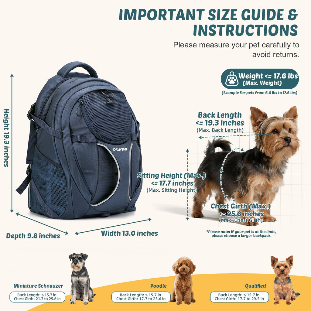 Dog Backpack Carrier, 2-in-1 Foldable 18 lbs Nylon Pet Travel Bag K574112