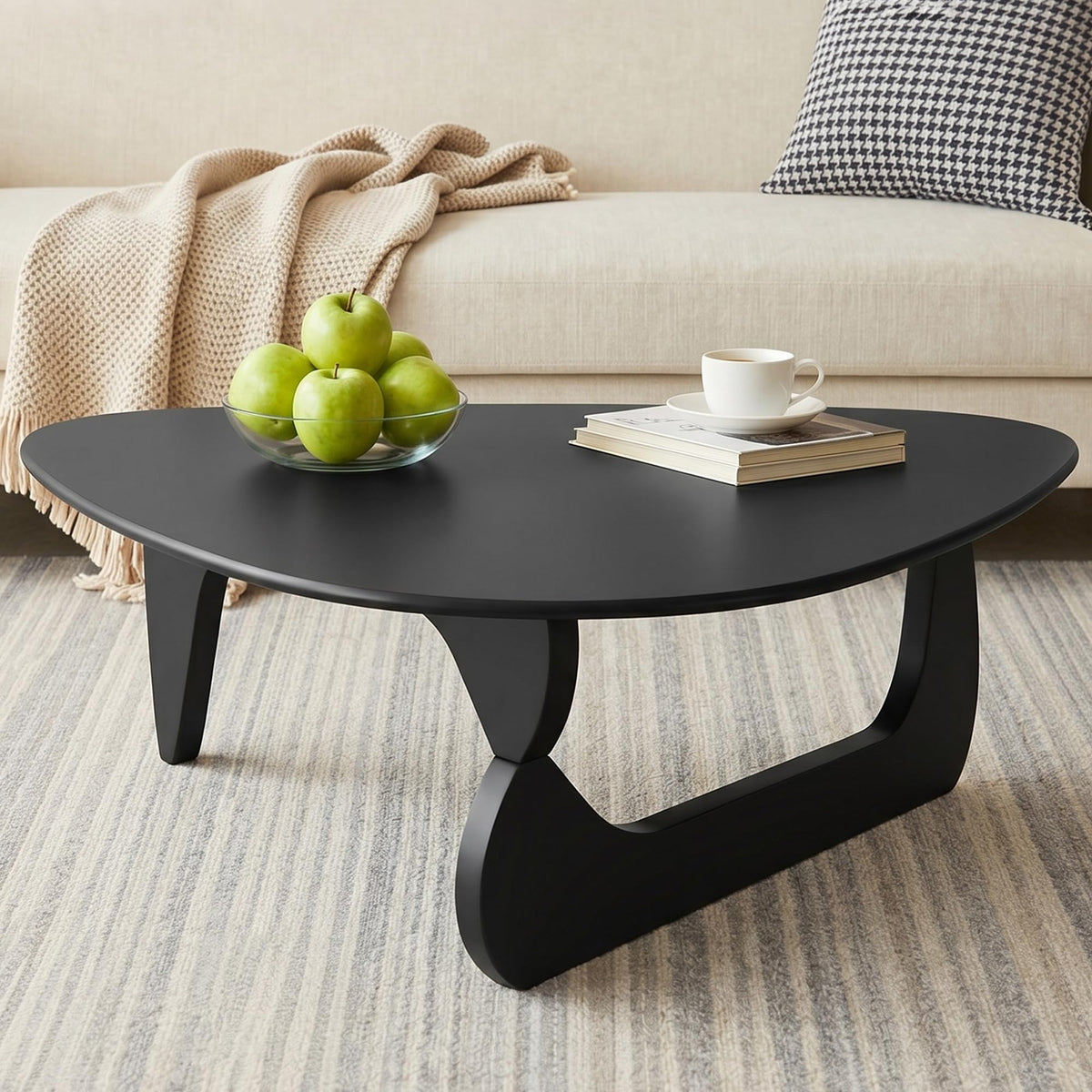 34" Black Coffee Table with Solid Wood Top T27195
