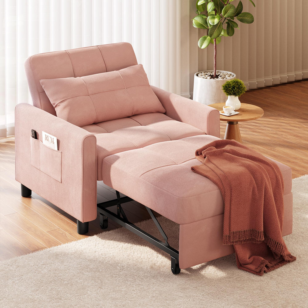 Pink Convertible Sleeper Chair Sofa Bed T37107