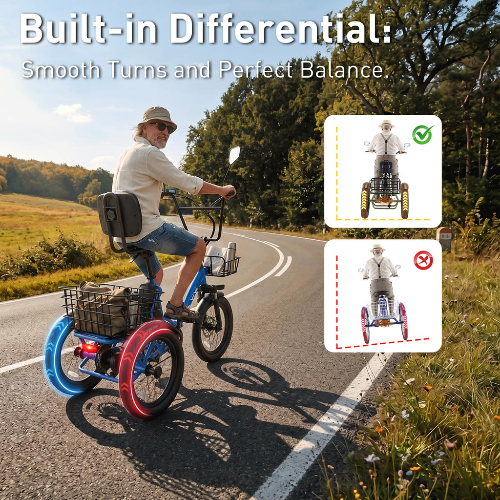 Electric Tricycle for Adults with 2 Basket Y587879