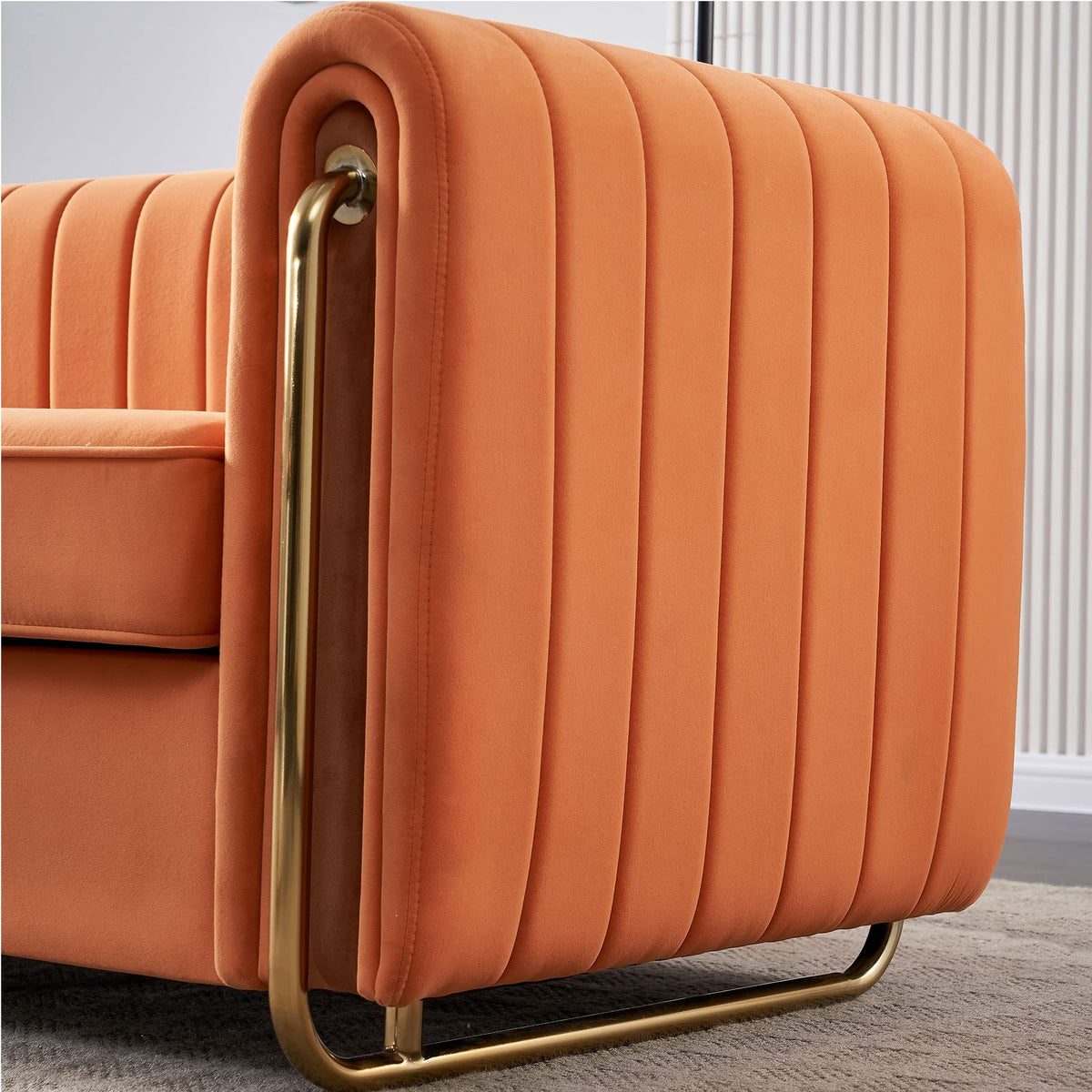 Orange Velvet 84.25-Inch 3-Seater Sofa T11106