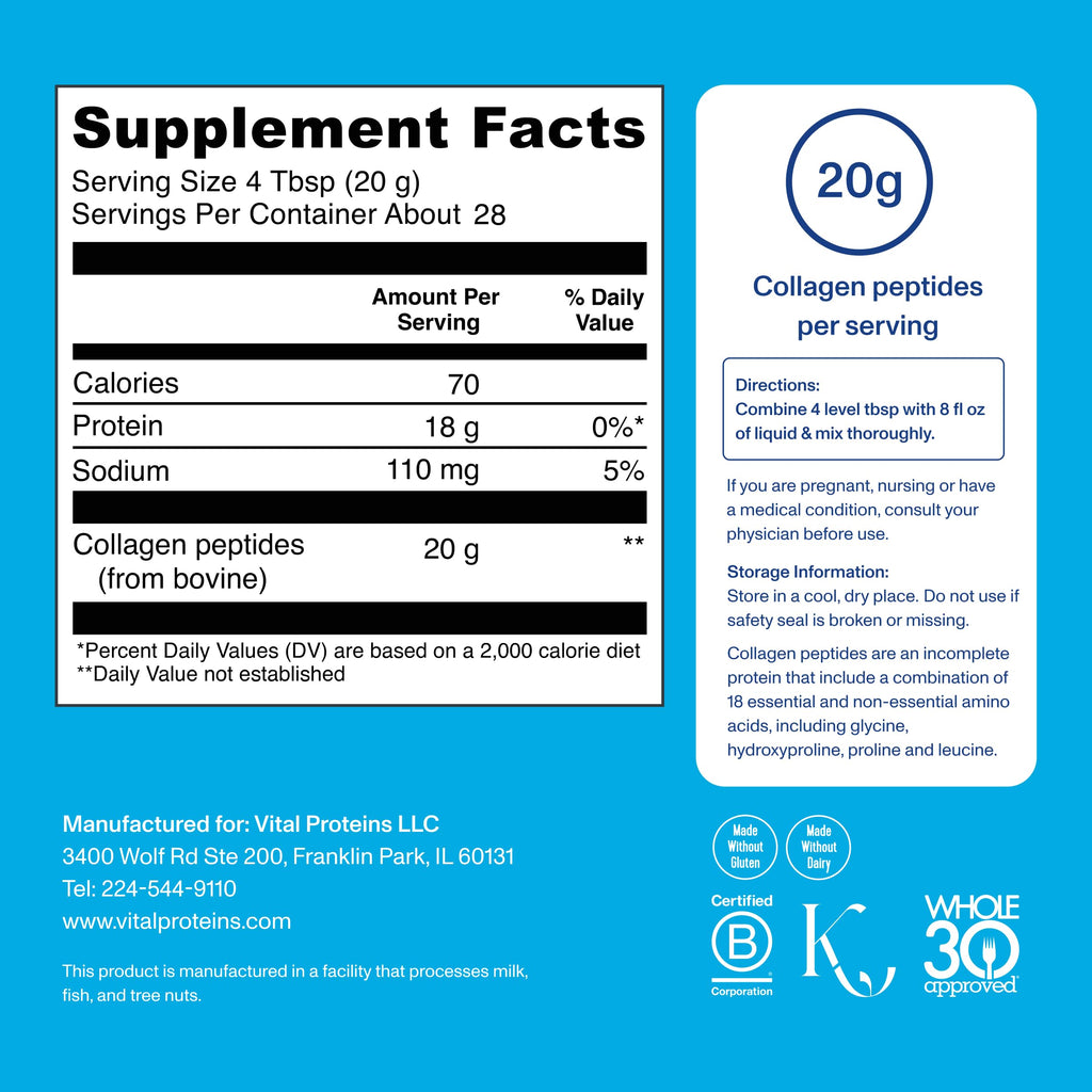 Grass Fed Collagen Peptides Powder, Unflavored, 20oz J351