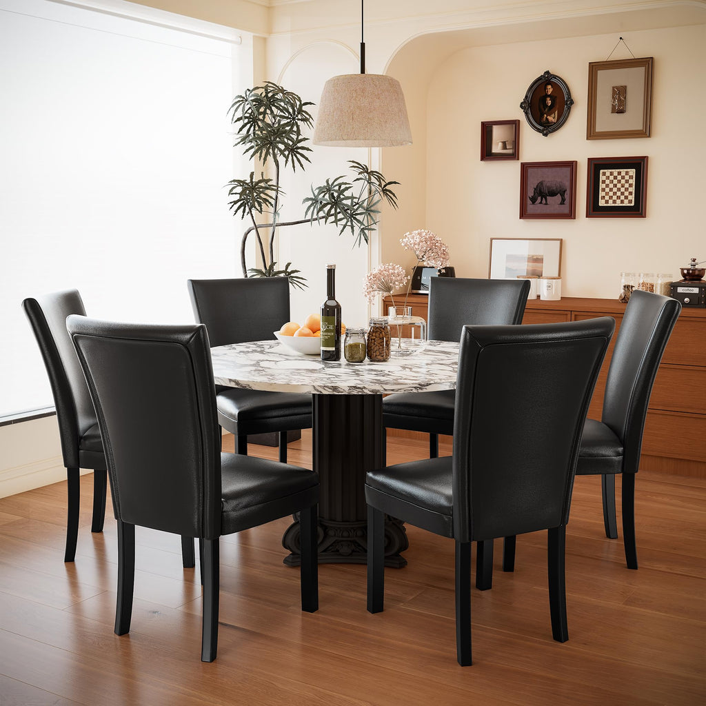 Set of 6 Solid Wood Upholstered Dining Chairs R2884