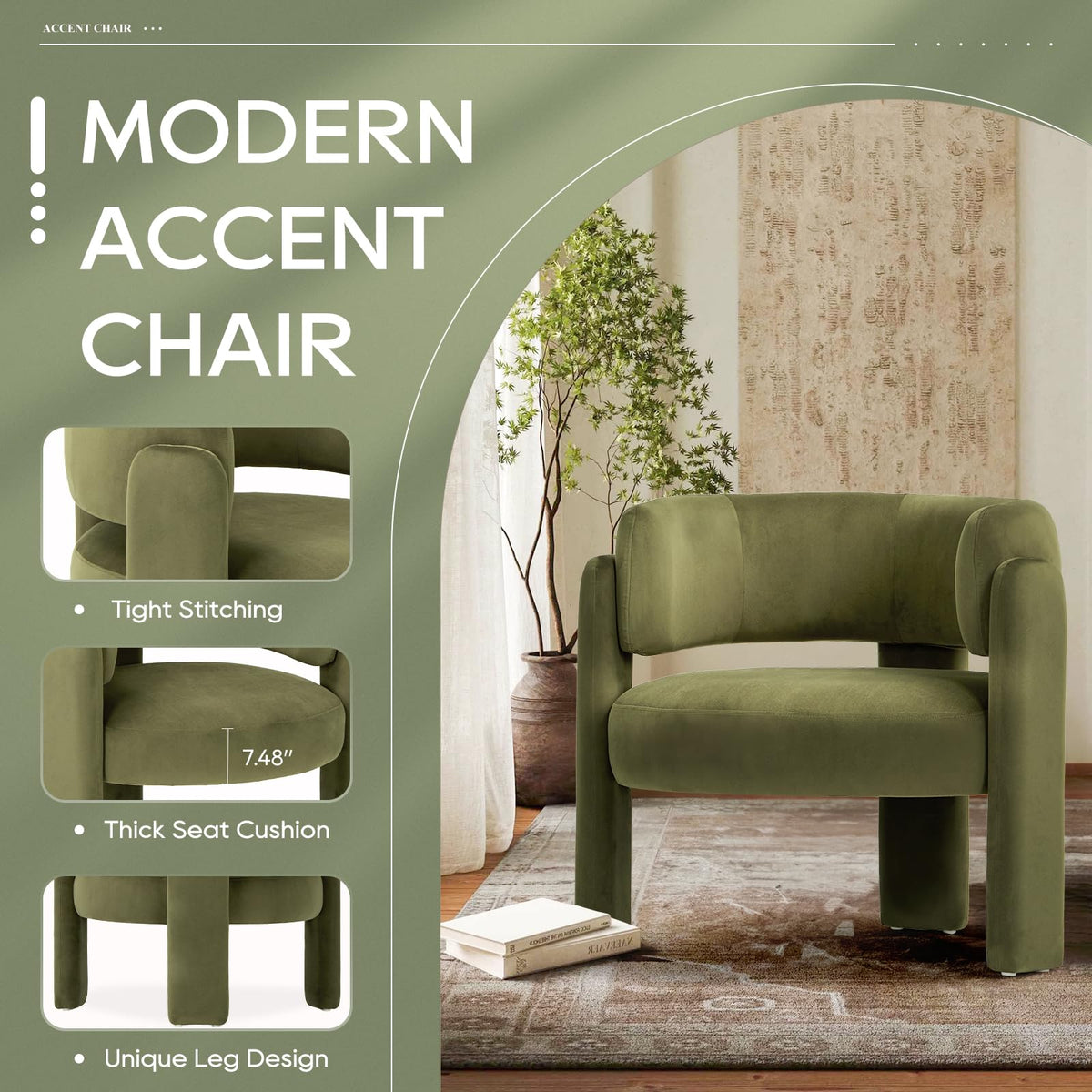 Velvet Accent Chair Set of 2 Green M838212