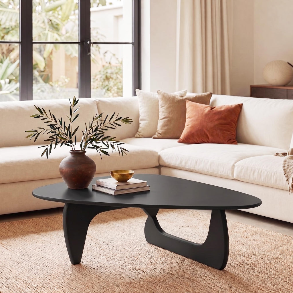 34" Black Coffee Table with Solid Wood Top T27195