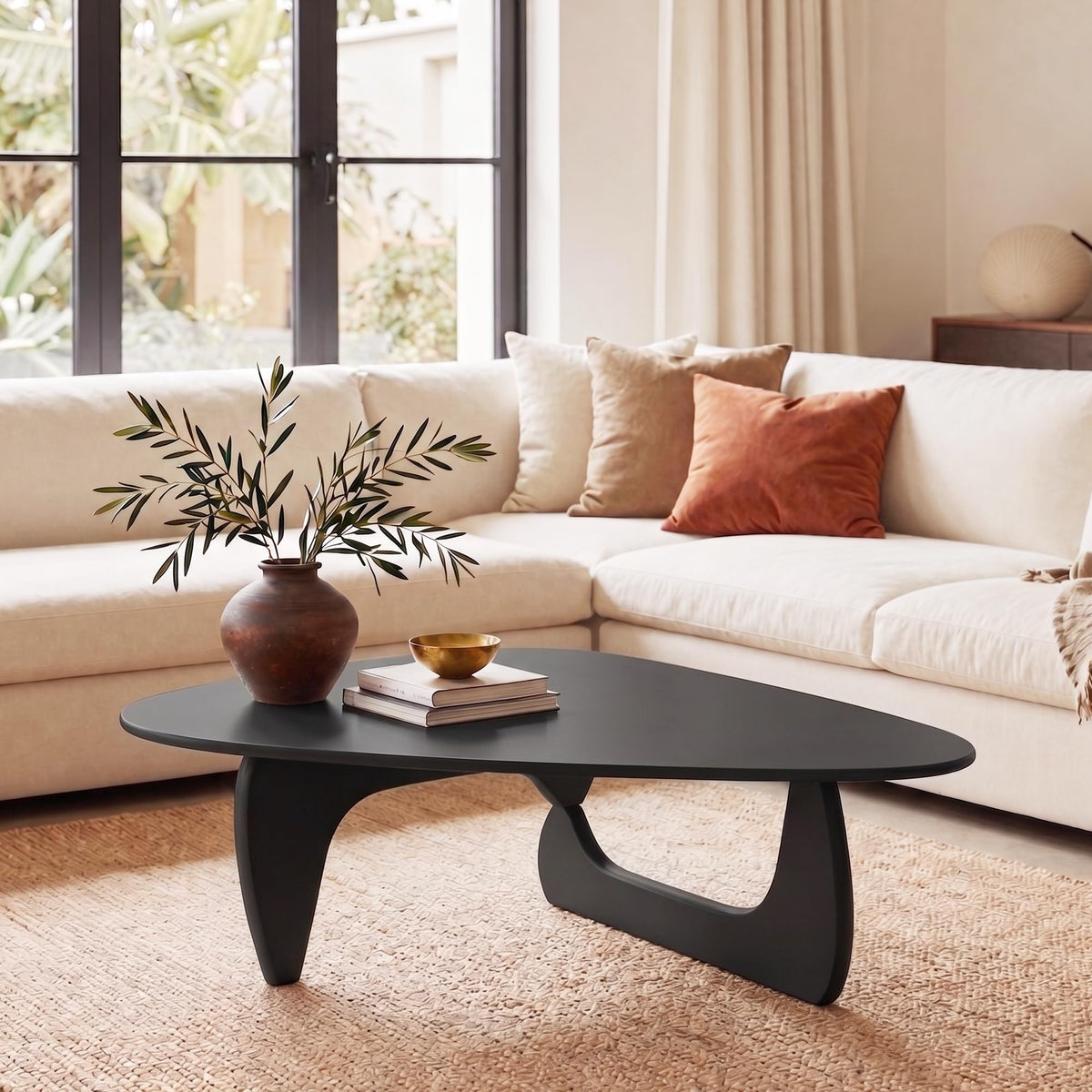 34" Black Coffee Table with Solid Wood Top T27195