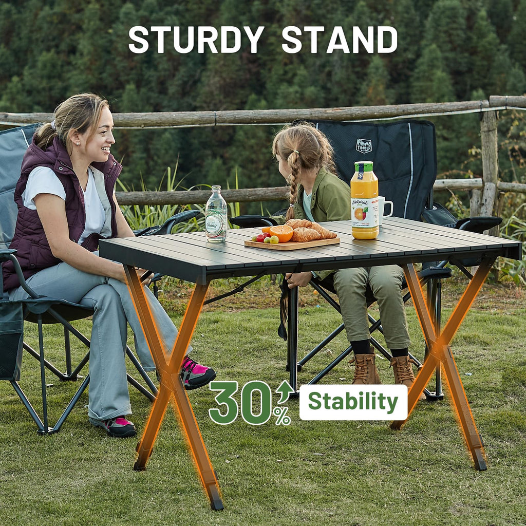 Folding Camping Table Adjustable Height Lightweight Aluminum Black Q413