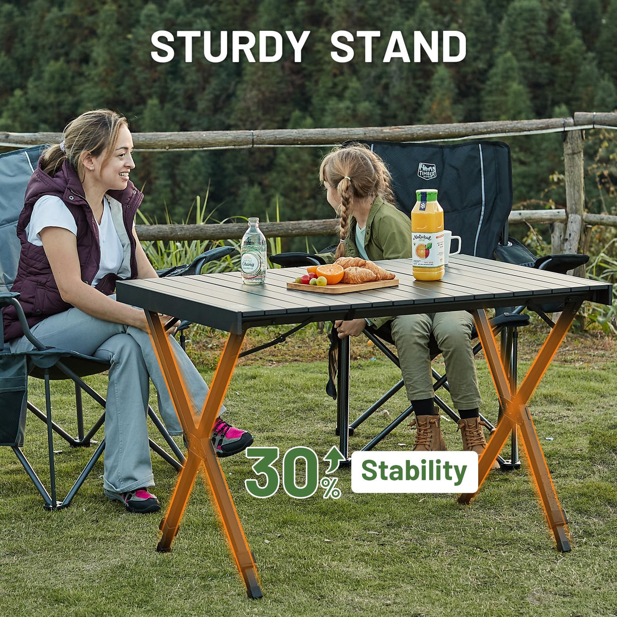 Folding Camping Table Adjustable Height Lightweight Aluminum Black Q413