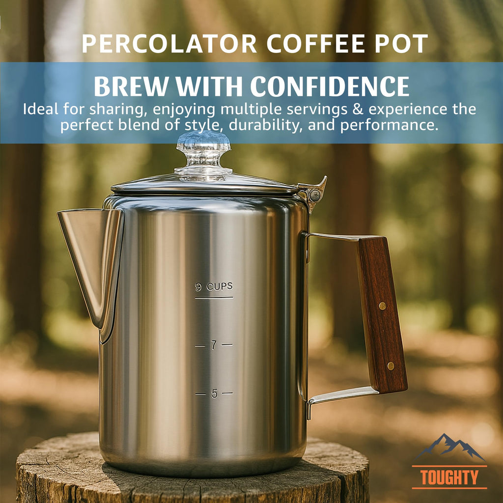 9 Cup Silver Stovetop Coffee Percolator F9122