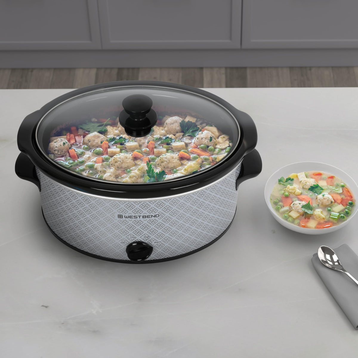 6-Quart Slow Cooker with Ceramic Crockpot and Glass Lid W90320