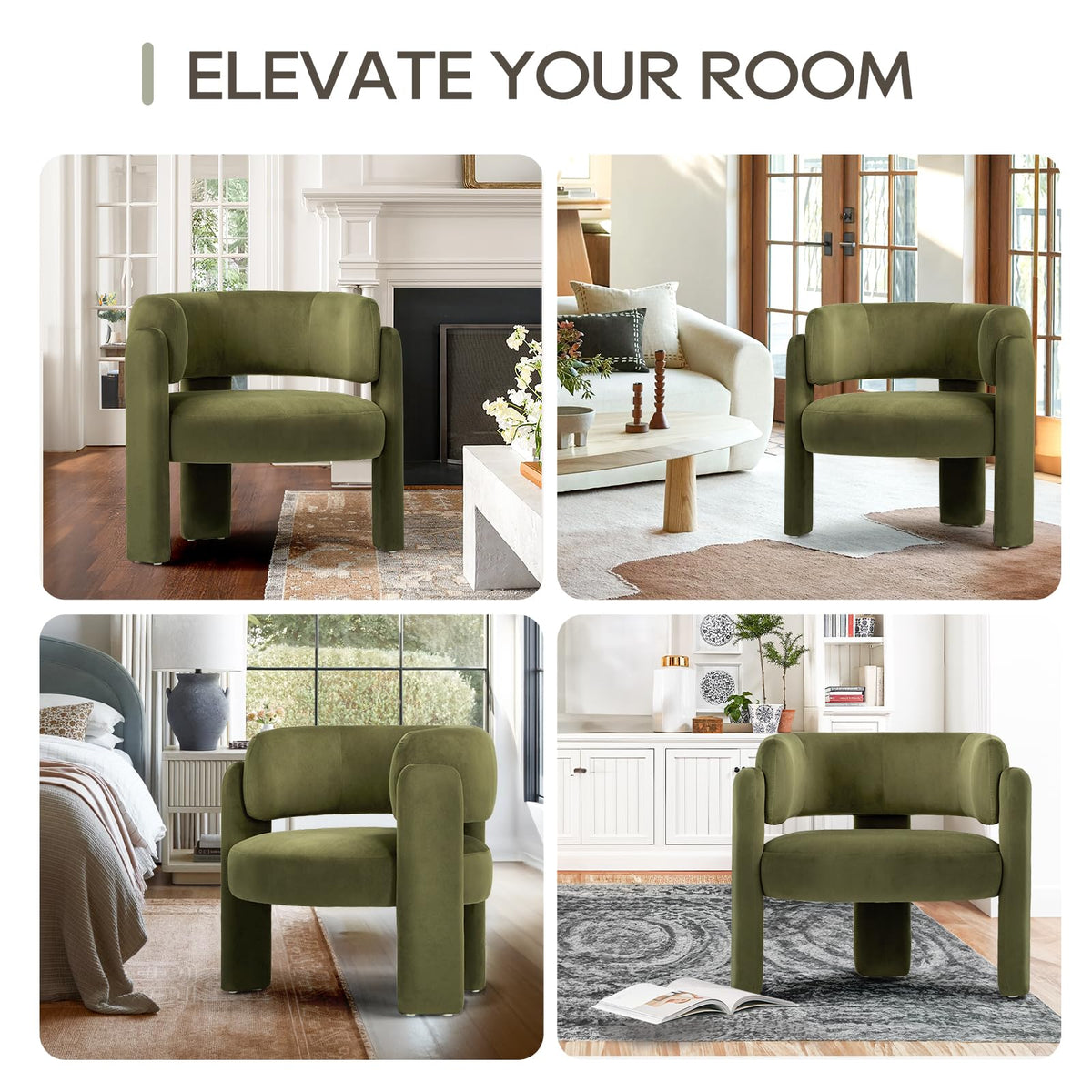 Velvet Accent Chair Set of 2 Green M838212