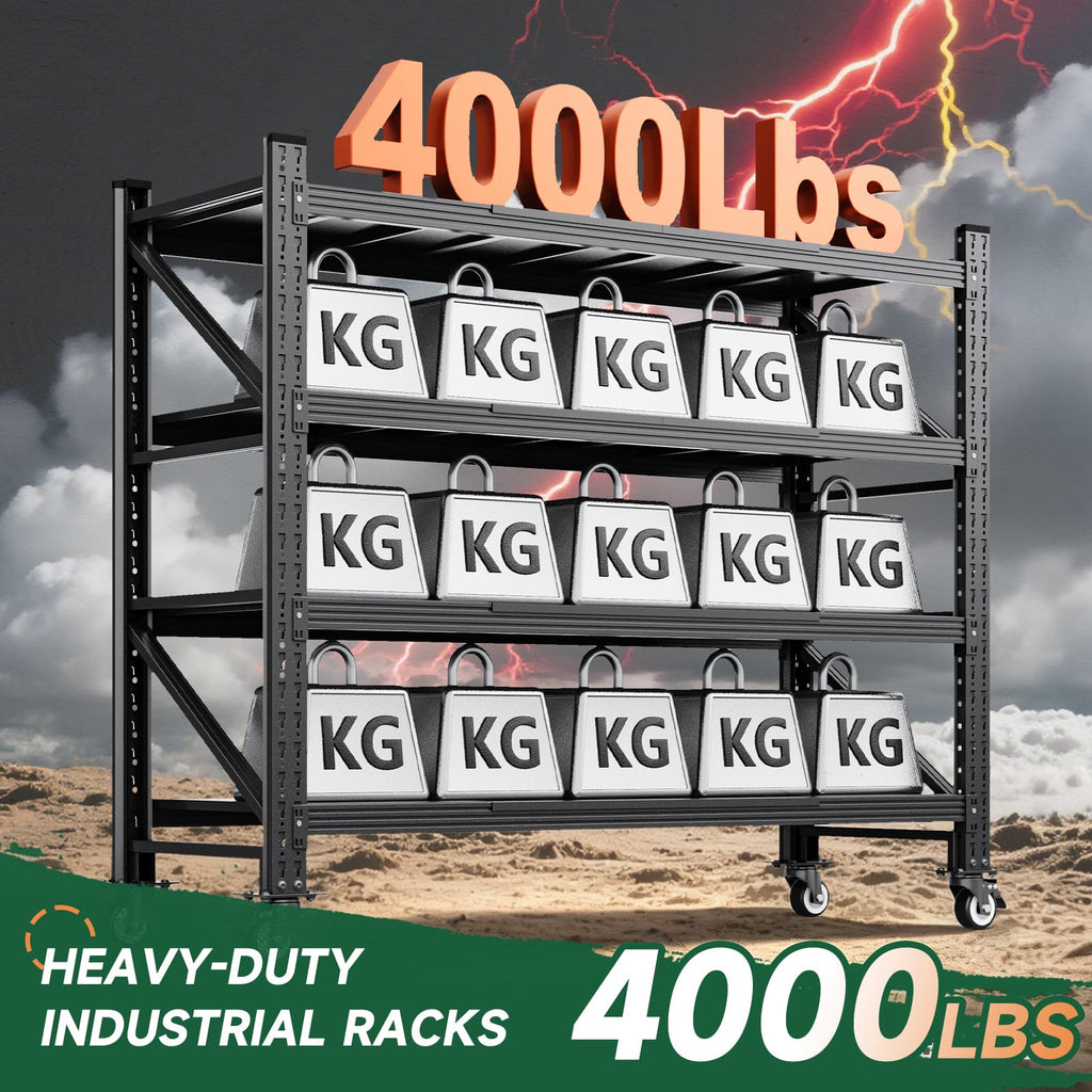 Heavy Duty 4 Tier Metal Storage Shelves with Wheels C5652