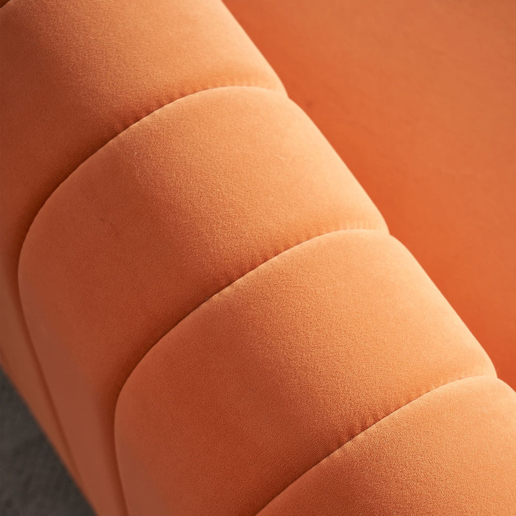 Orange Velvet 84.25-Inch 3-Seater Sofa T11106