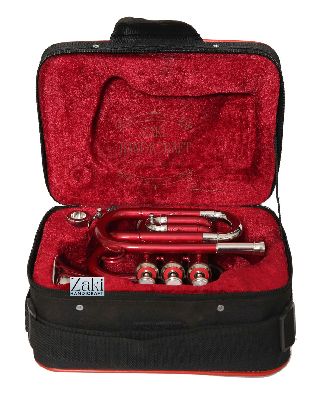 Bb Pocket Trumpet 3 Valve Brass Red D2627