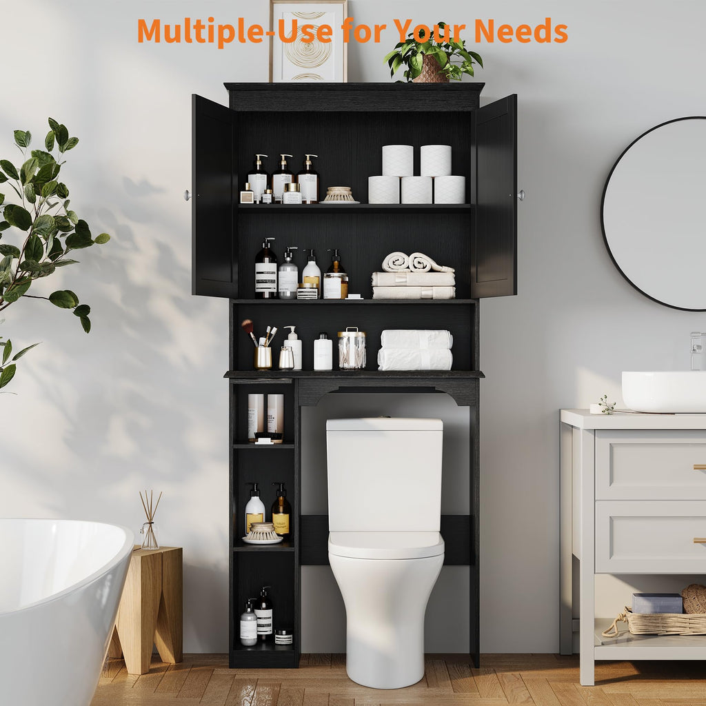 30" Over Toilet Storage Cabinet with Toilet Paper Box, Black U716589