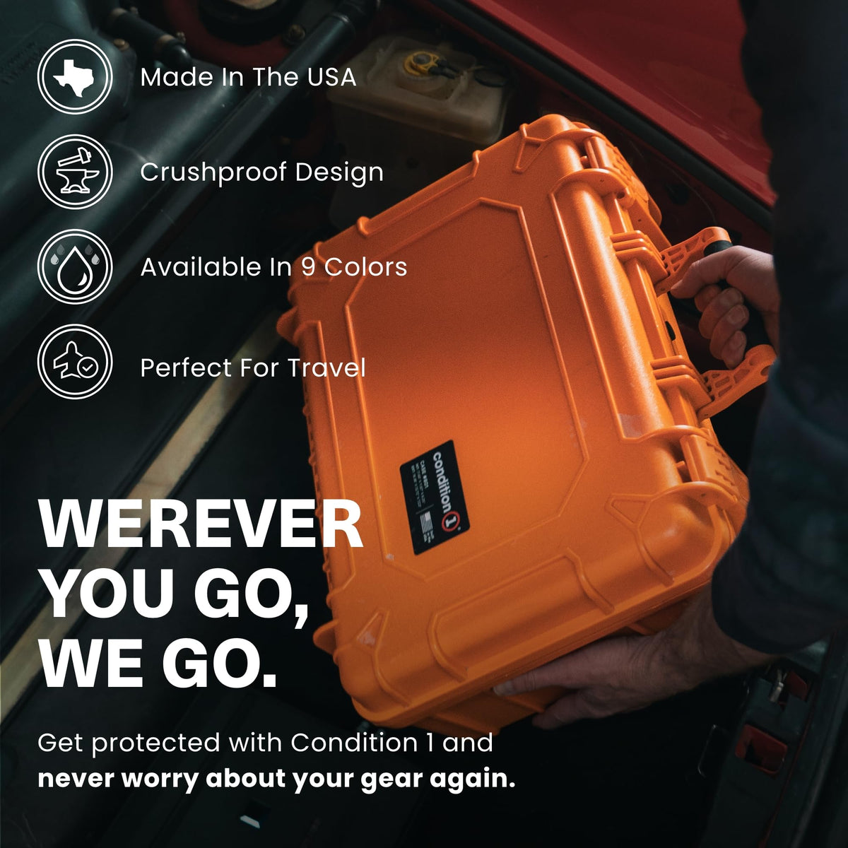 18" Medium Waterproof Hard Case With Foam, Orange G846836