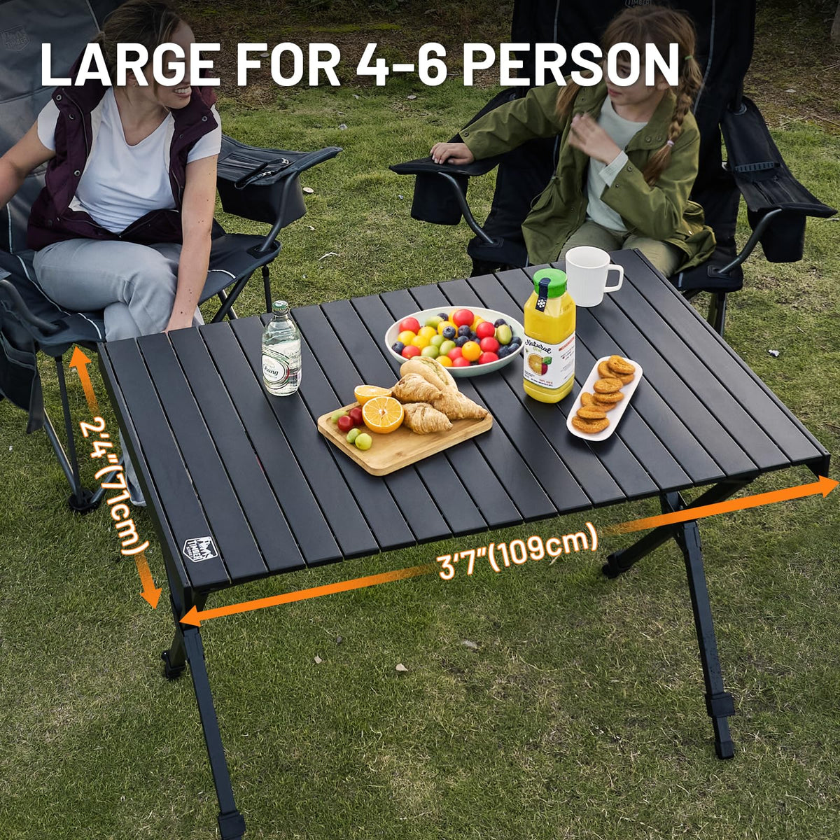 Folding Camping Table Adjustable Height Lightweight Aluminum Black Q413