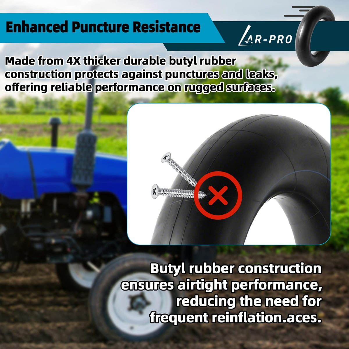 Heavy-Duty Tire Inner Tubes with TR13 Straight Valve Stems Butyl Rubber 1-Pack D6915