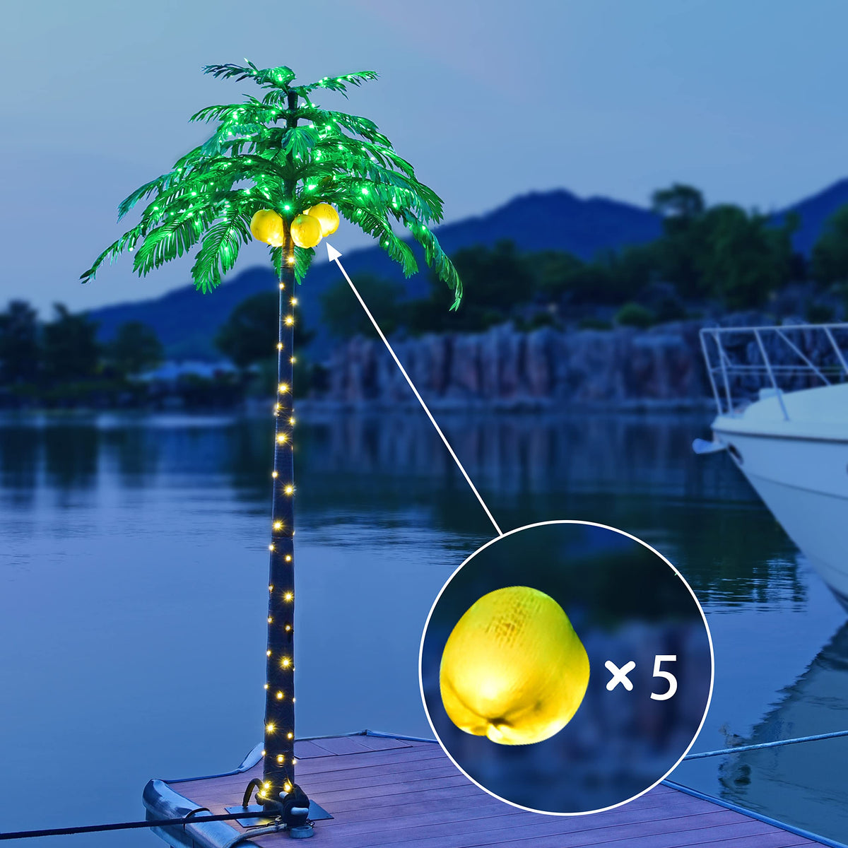 8FT Artificial Lighted Palm Tree with 256 LED Lights K73535