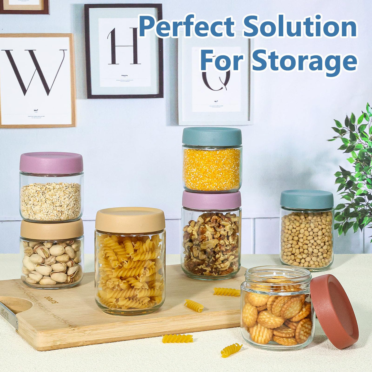 8Pcs 16oz Glass Overnight Oats Containers O28393