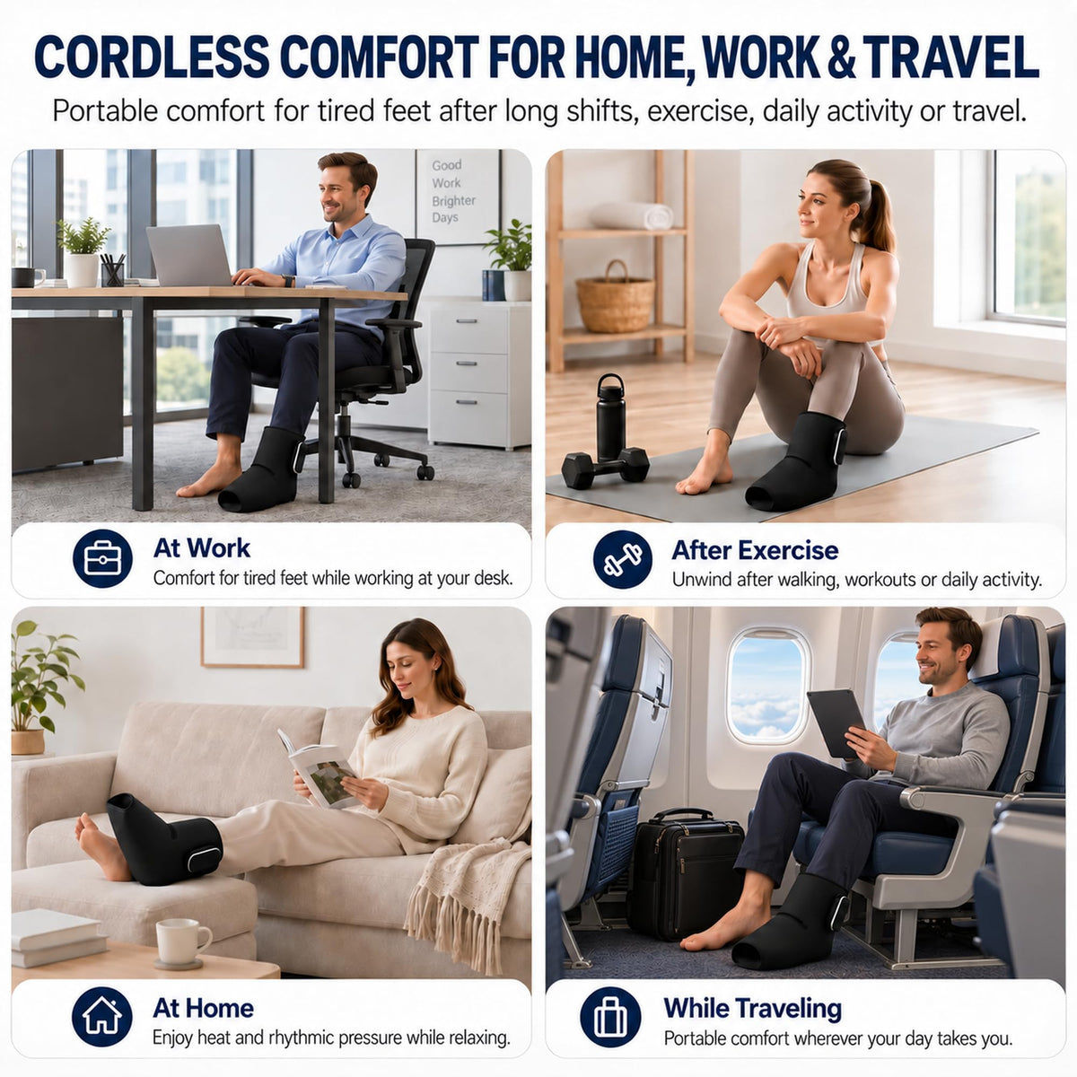 Cordless Air Compression Foot and Ankle Massager with Heat K2081