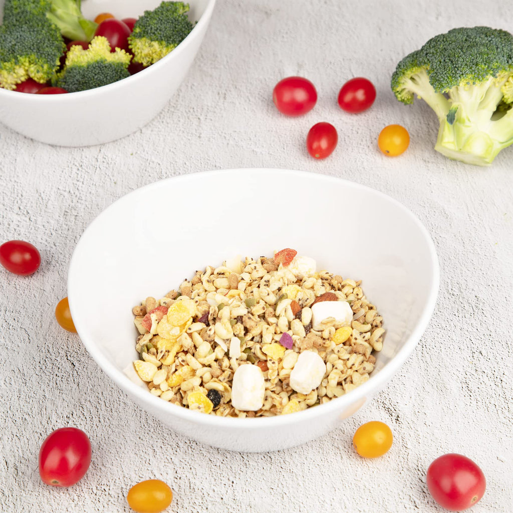 8 in White Ceramic Soup and Salad Bowls Set of 4 N5741