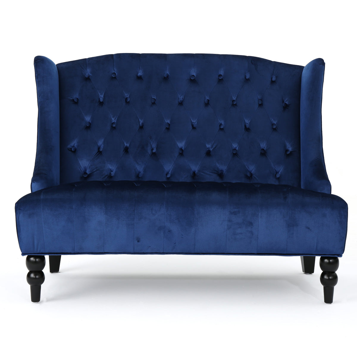 Navy Blue Tufted Velvet Wingback Loveseat W178