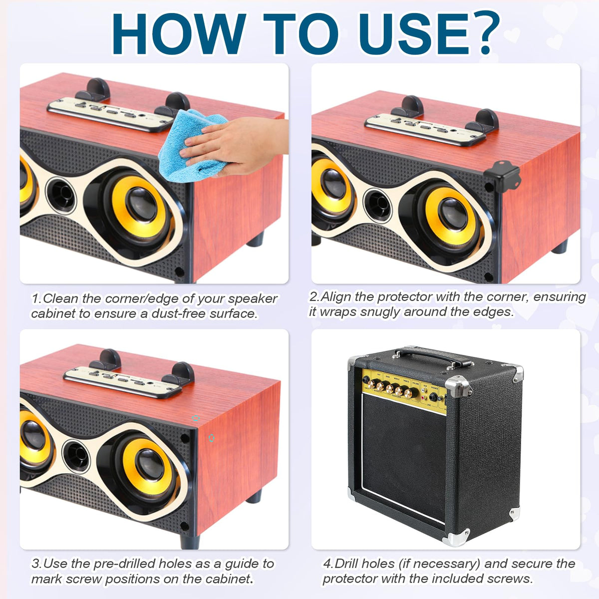 4 Pcs Metal Speaker Cabinet Corners Protector C88830