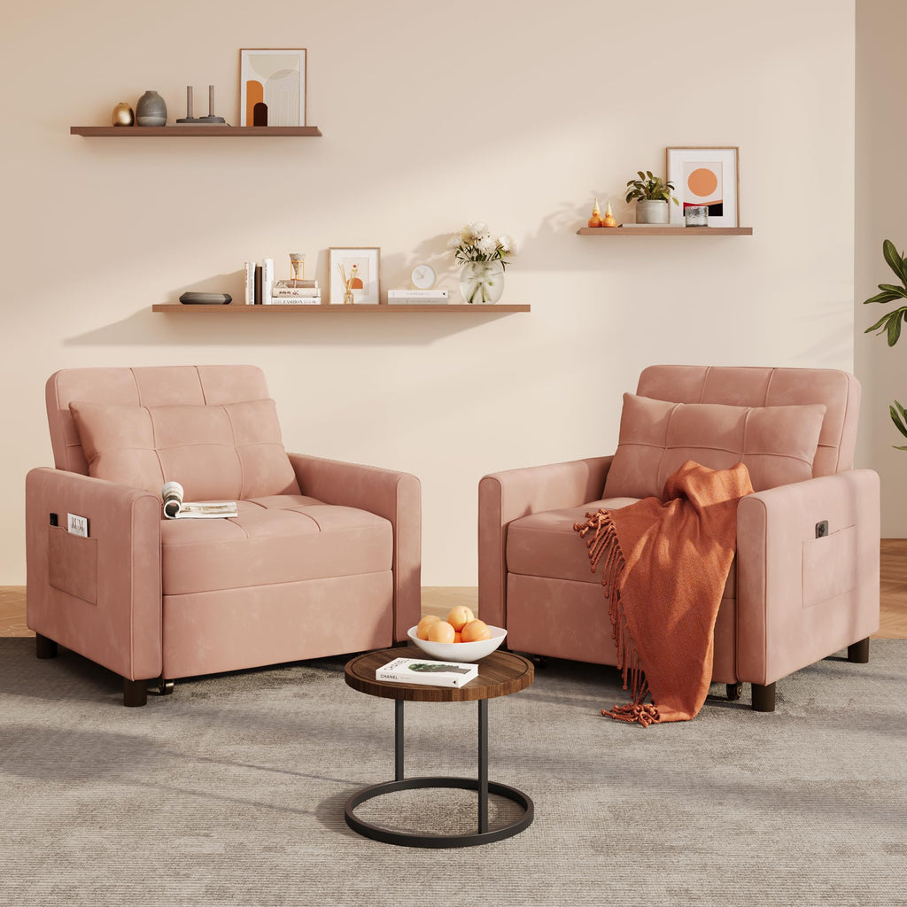 Pink Convertible Sleeper Chair Sofa Bed T37107