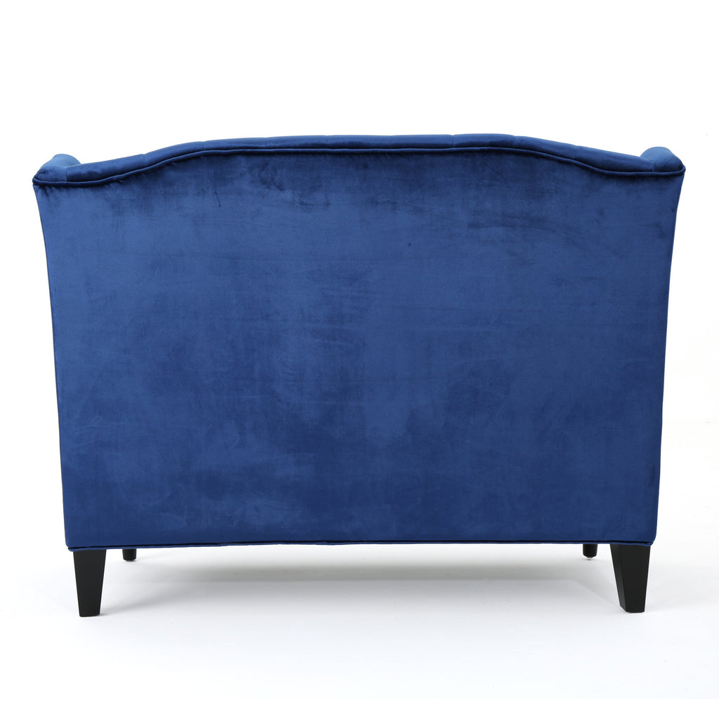 Navy Blue Tufted Velvet Wingback Loveseat W178