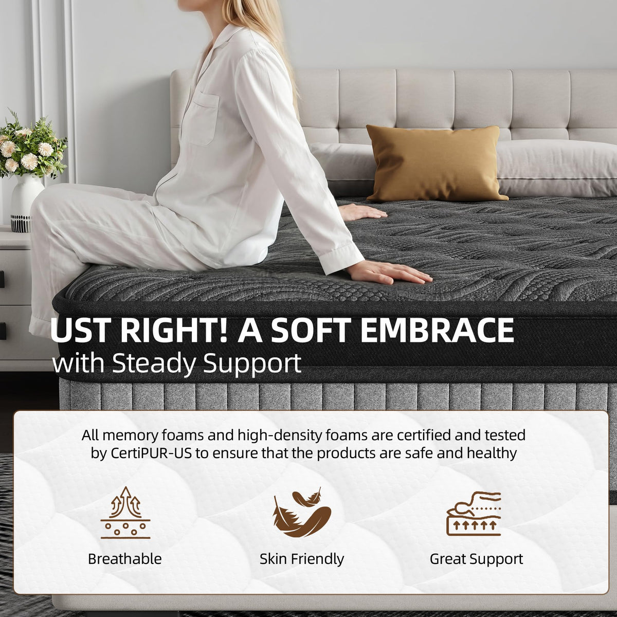 12 Inch Medium Firm Hybrid Mattress with Pocket Spring and Memory Foam R63265